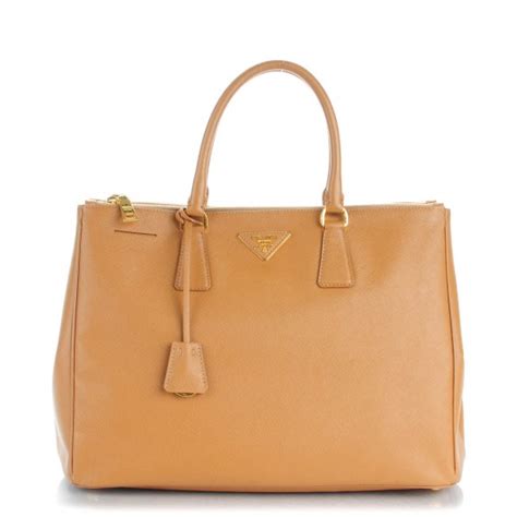 PRADA Saffiano Lux Large Galleria Double Zip Tote Cannella 